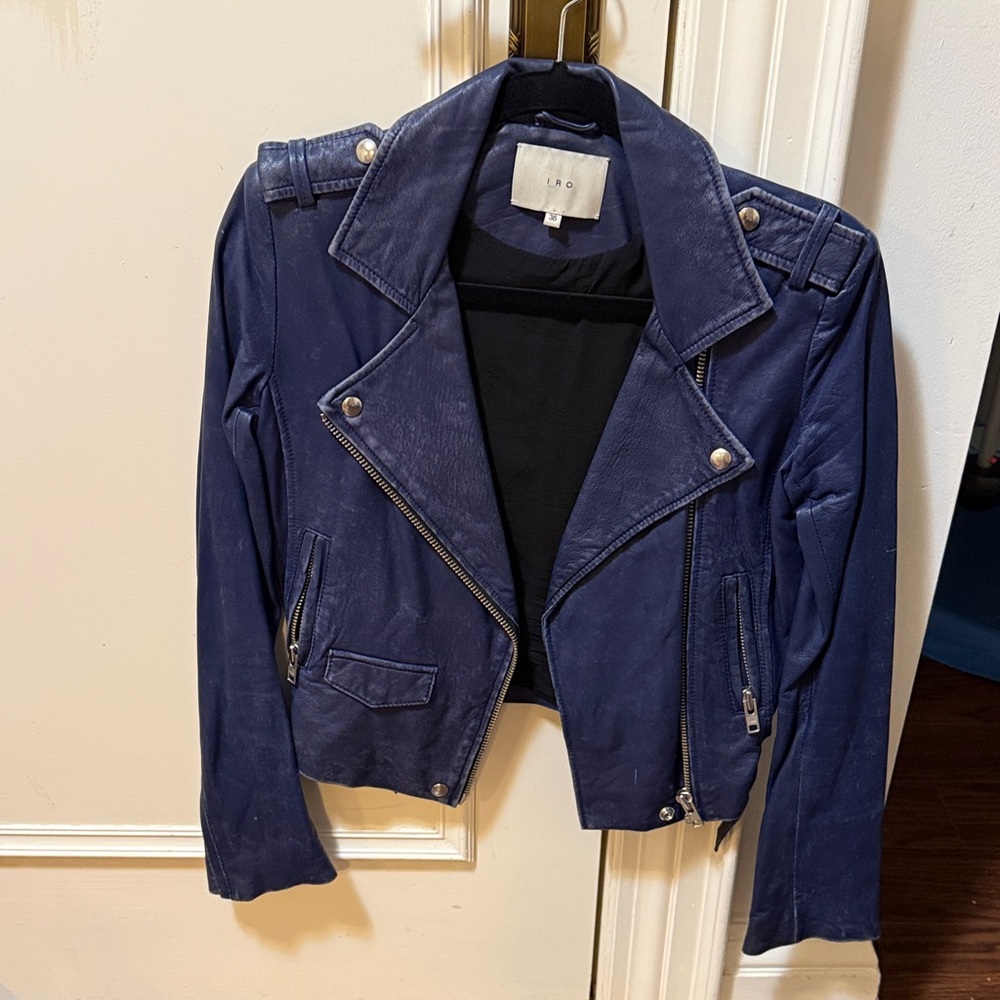 IRO leather jacket in blue